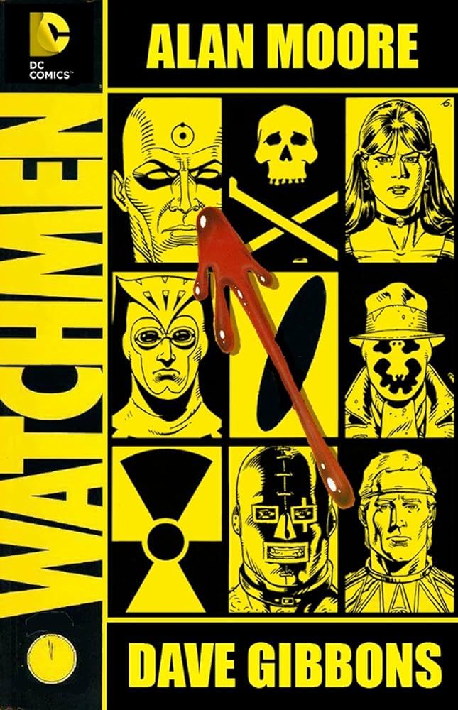 The Watchmen on the cover of the deluxe edition of the series