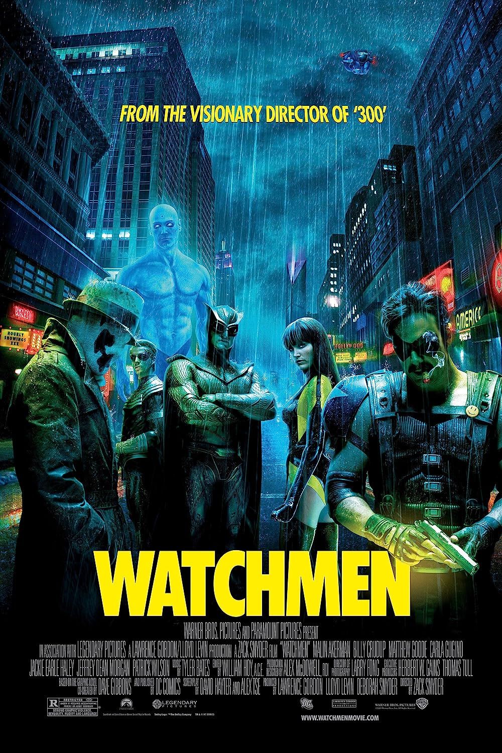 Billy Crudup, Malin Akerman, Matthew Goode, Jackie Earle Haley, Jeffrey Dean Morgan, and Patrick Wilson in Watchmen (2009)