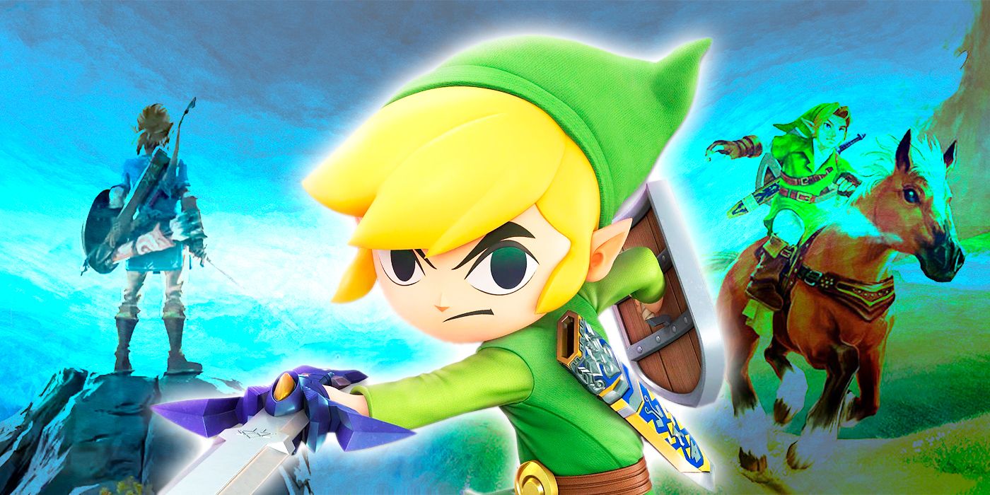 Link Toon with different versions of Link behind