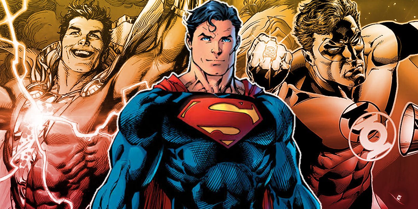 Superman with Shazam and Green Lantern in the background from DC Comics