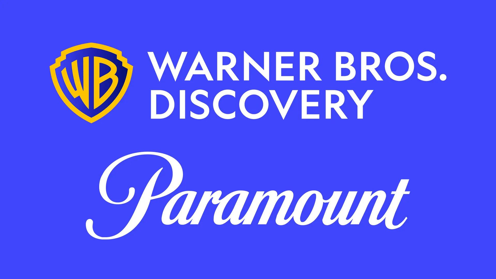 The logo for Warner Bros. Discovery above the logo for Paramount
