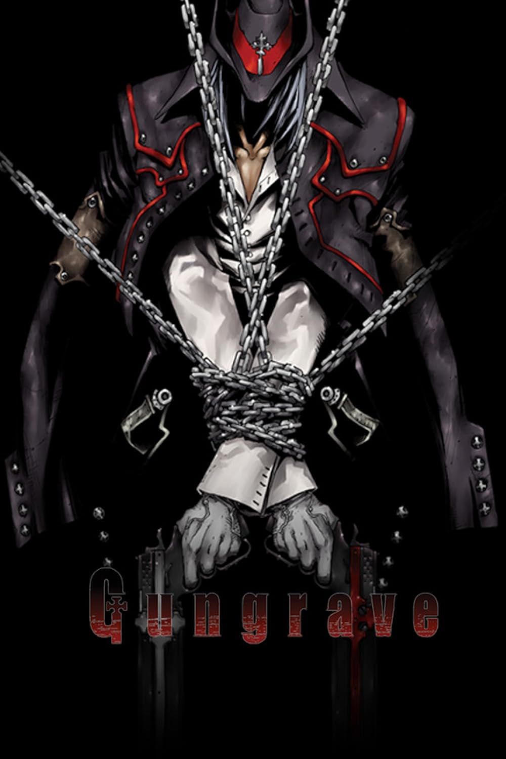 A chained man holding guns on the poster of Gungrave