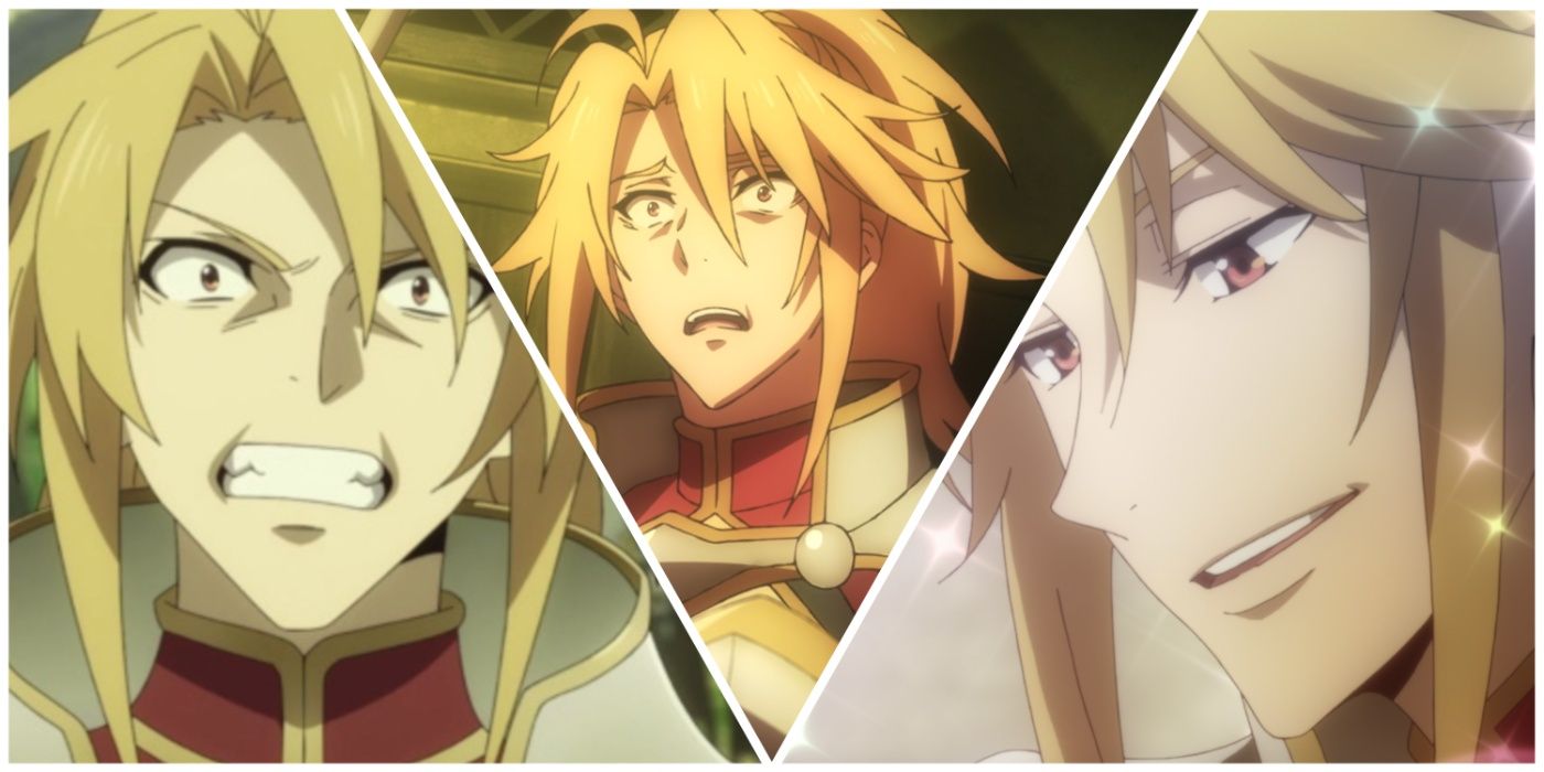 Motoyasu in various stages of excitement from The Rising of the Shield Hero.