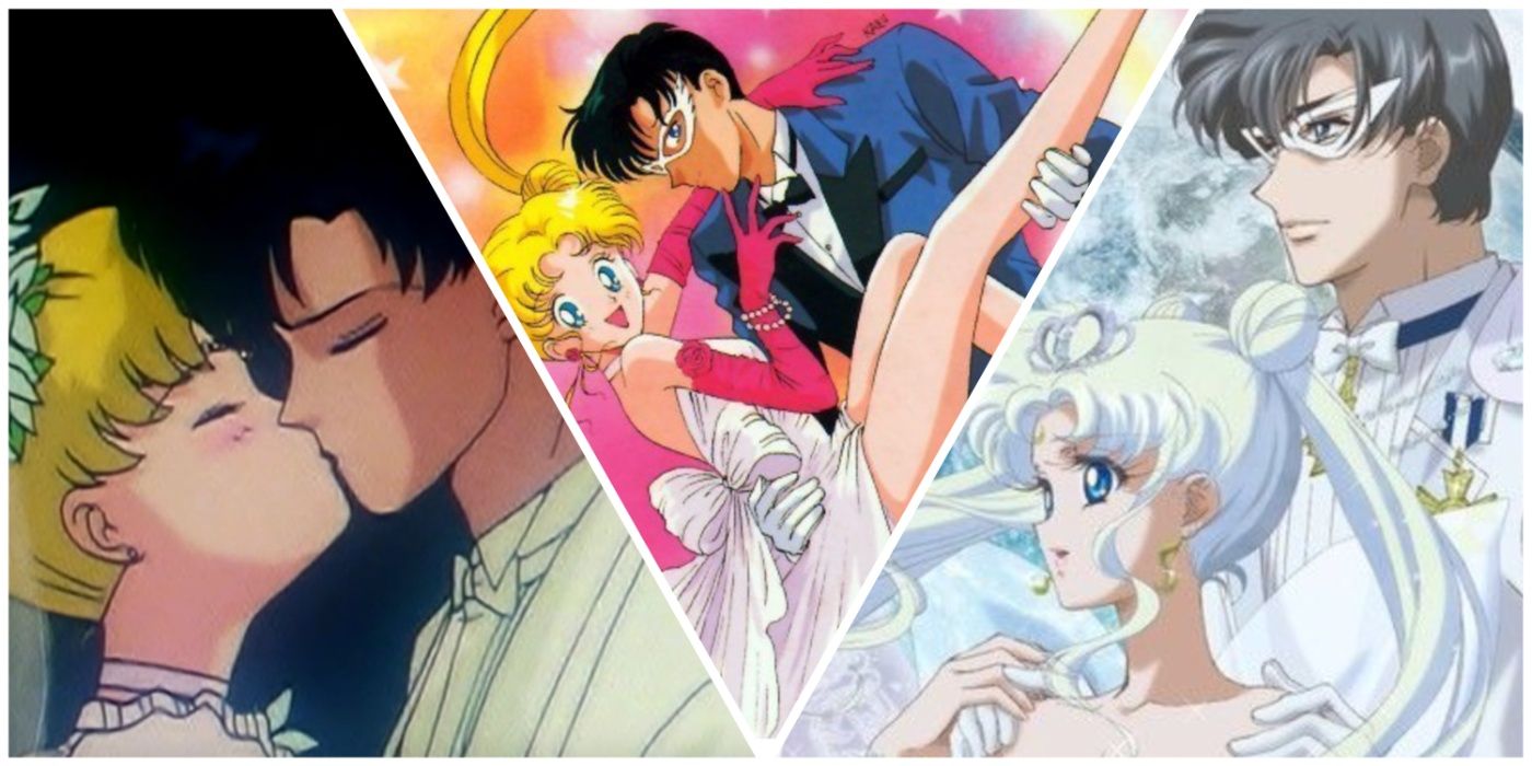 Usagi and Mamoru are romantic together in Sailor Moon anime.