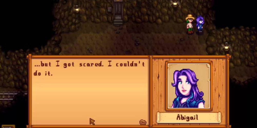 Abigail and the player in the Mines in Stardew Valley
