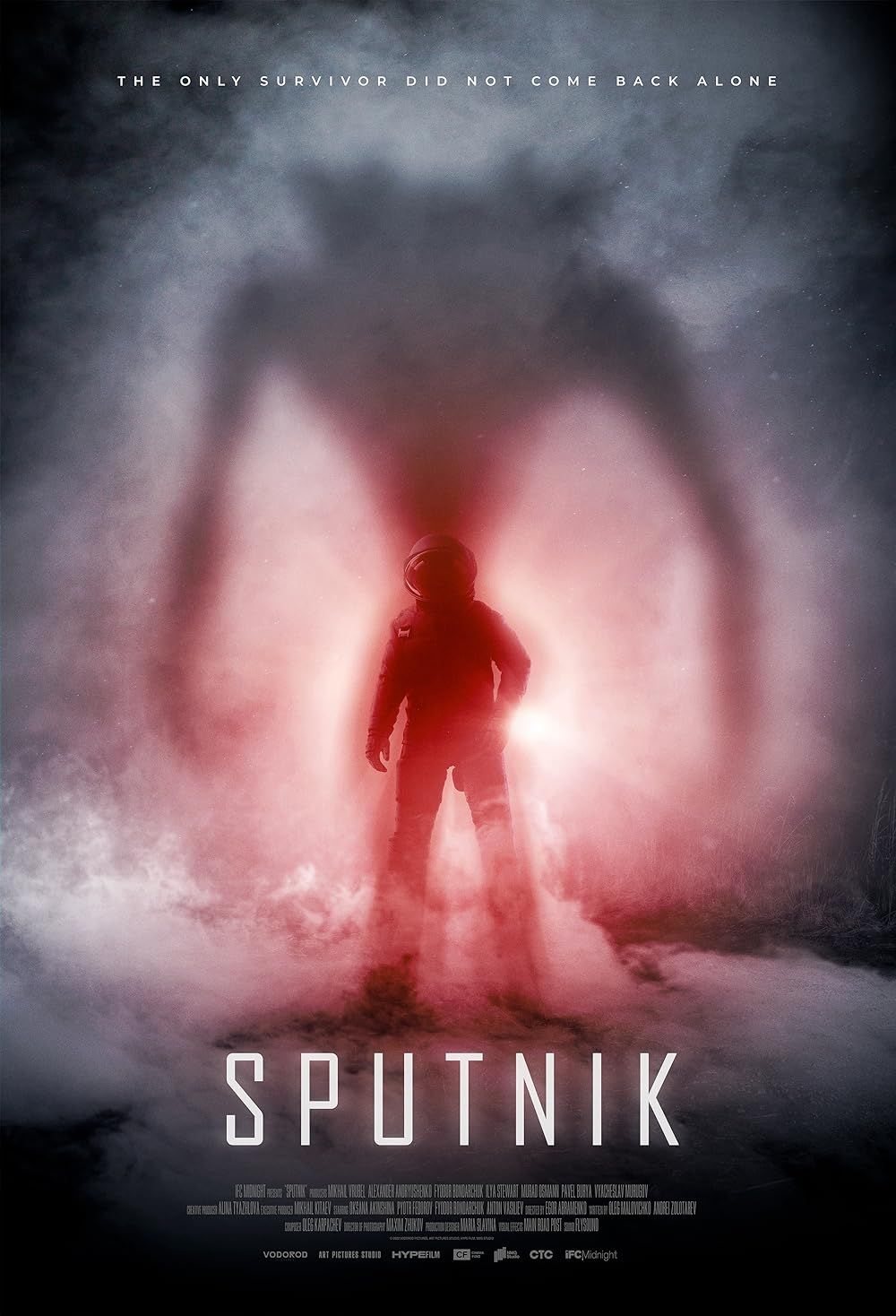 An Astronaut with an Alien Shadow on the Sputnik Poster