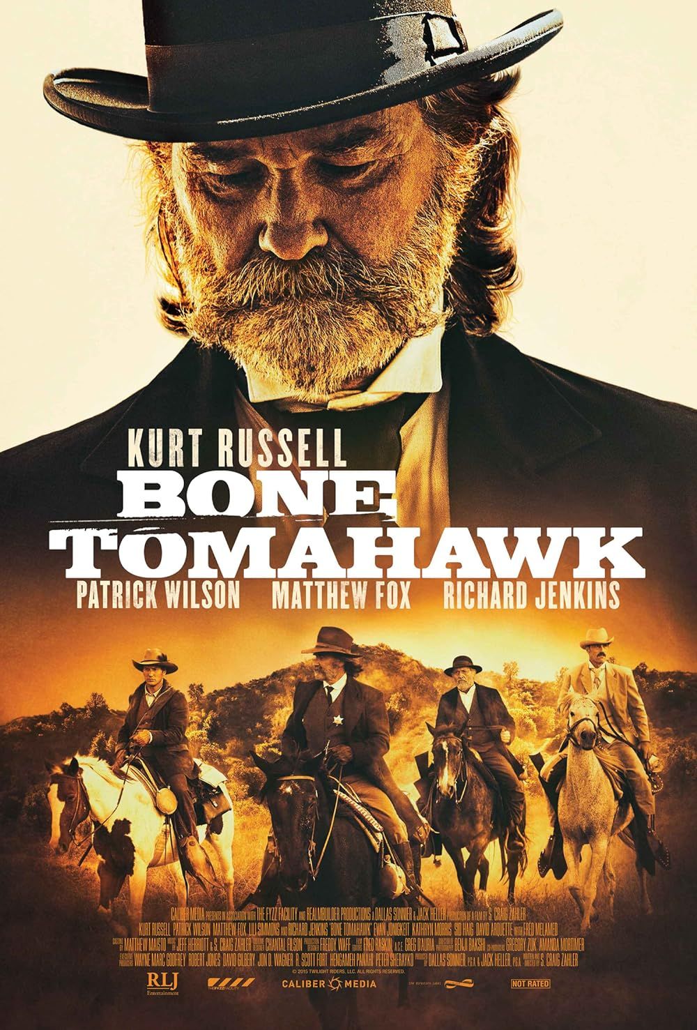 Kurt Russell, Matthew Fox, Richard Jenkins, and Patrick Wilson in Bone Tomahawk