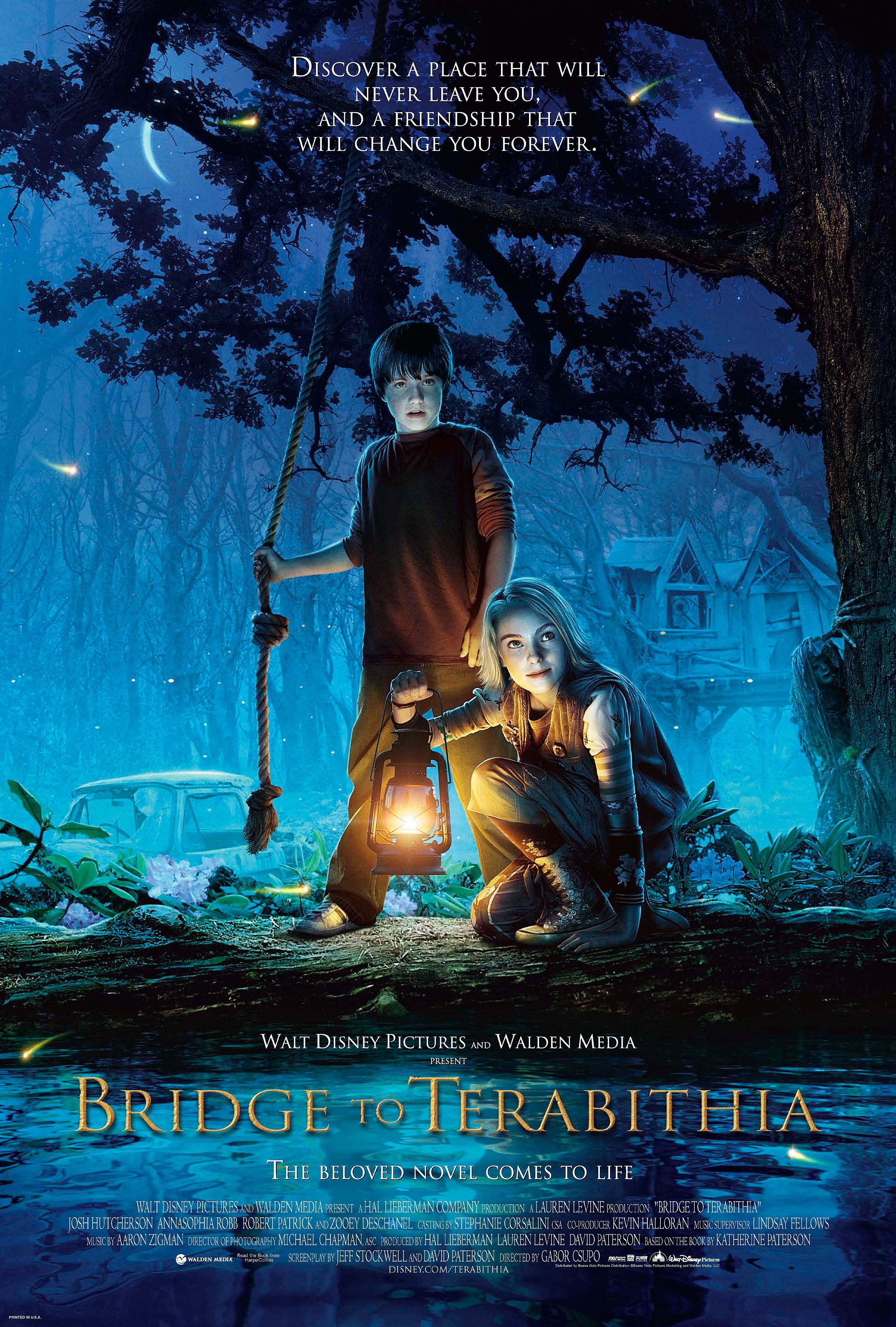 Jess and Leslie pose next to each other on the Bridge to Terabithia Film Poster