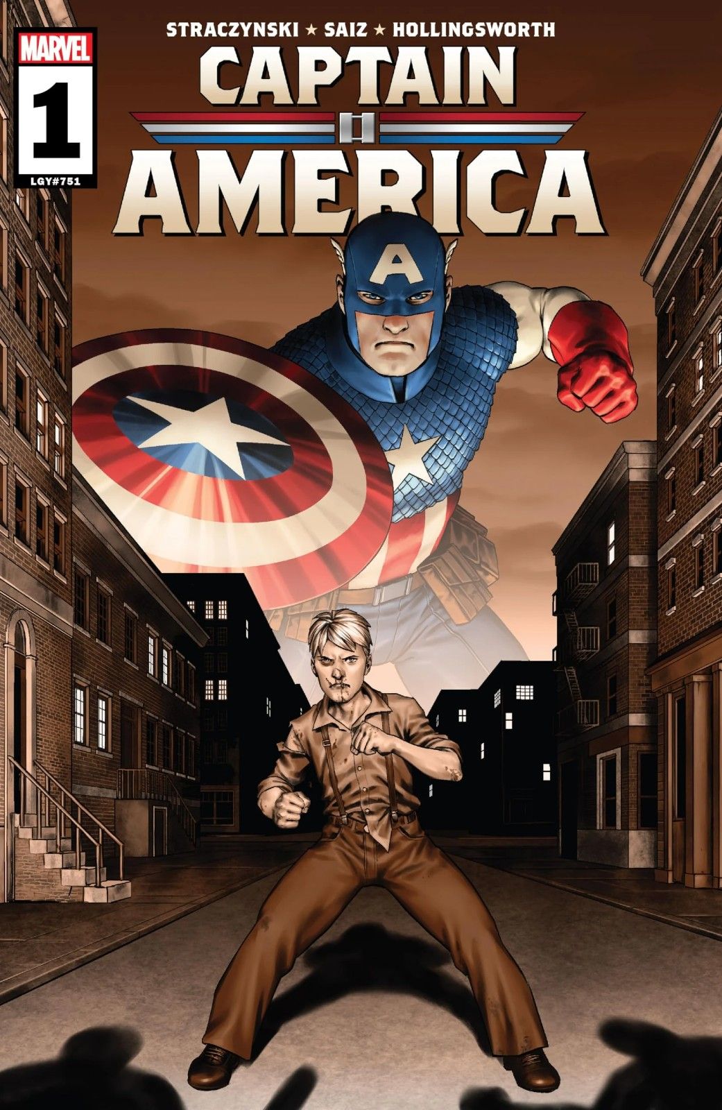 Captain America looks over his young self in Captain America (Vol. 11) #1 by Marvel