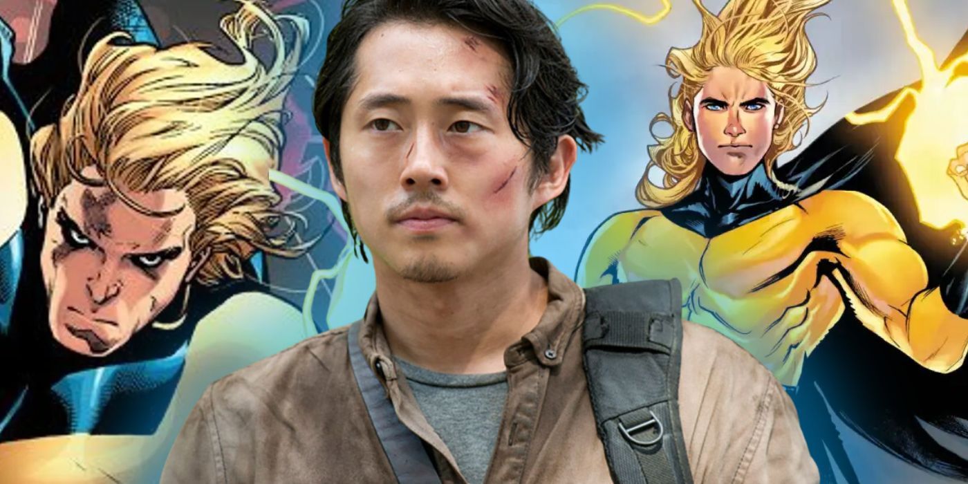 Collage of the Sentry in comics and Steven Yeun in the Walking Dead
