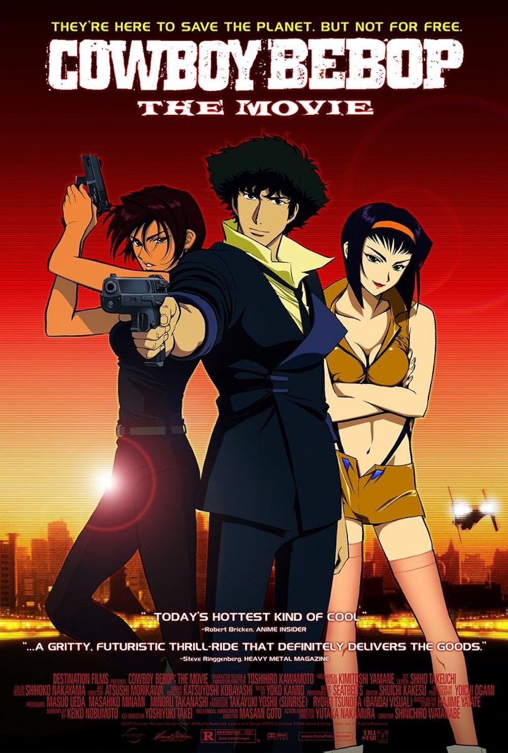 Spike, Faye, and Elektra on the Cowboy Bebop The Movie (2001) poster