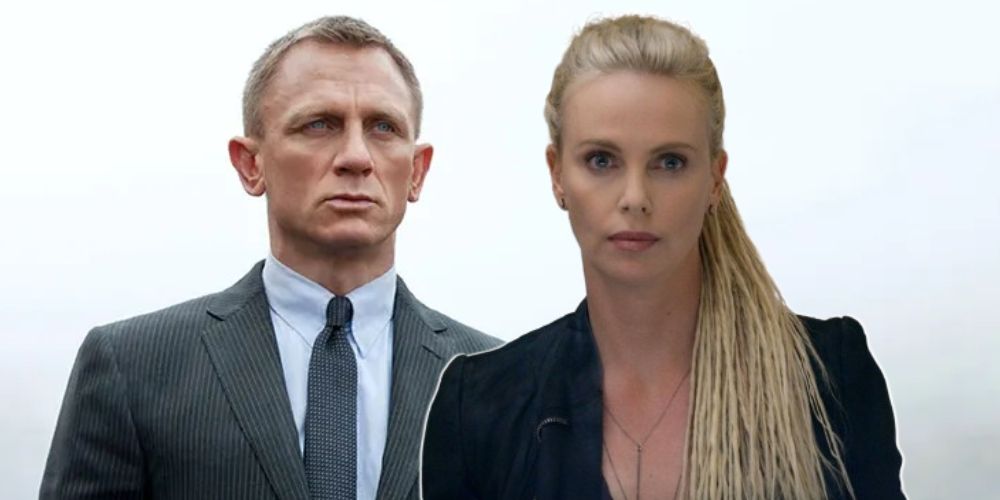 Daniel Craig as James Bond and Charlize Theron as Cipher