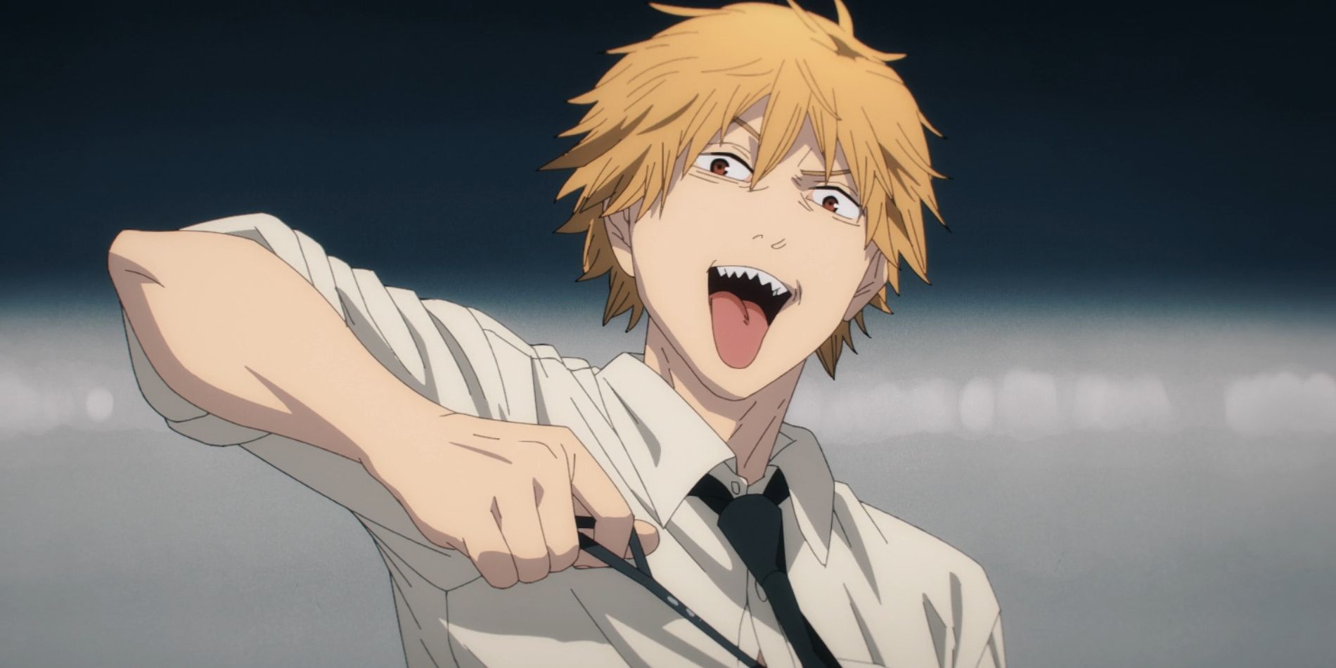 Denji tugs on his cord in the Chainsaw Man anime.