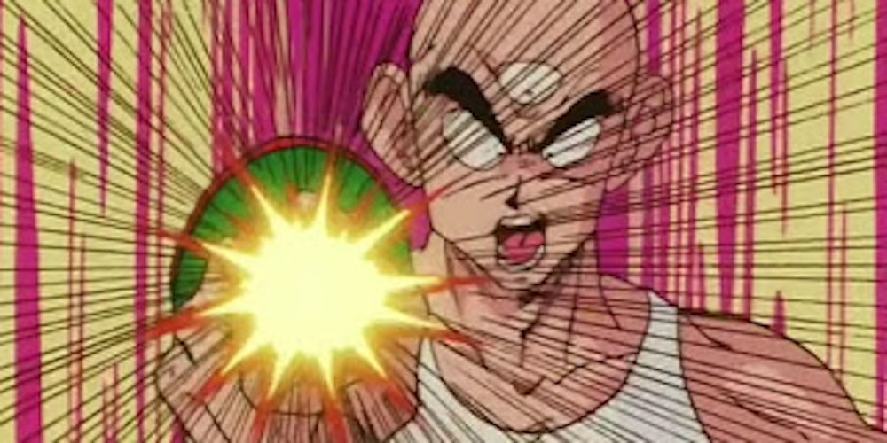 Tien releases a Dodon Ray with Dragon Ball.