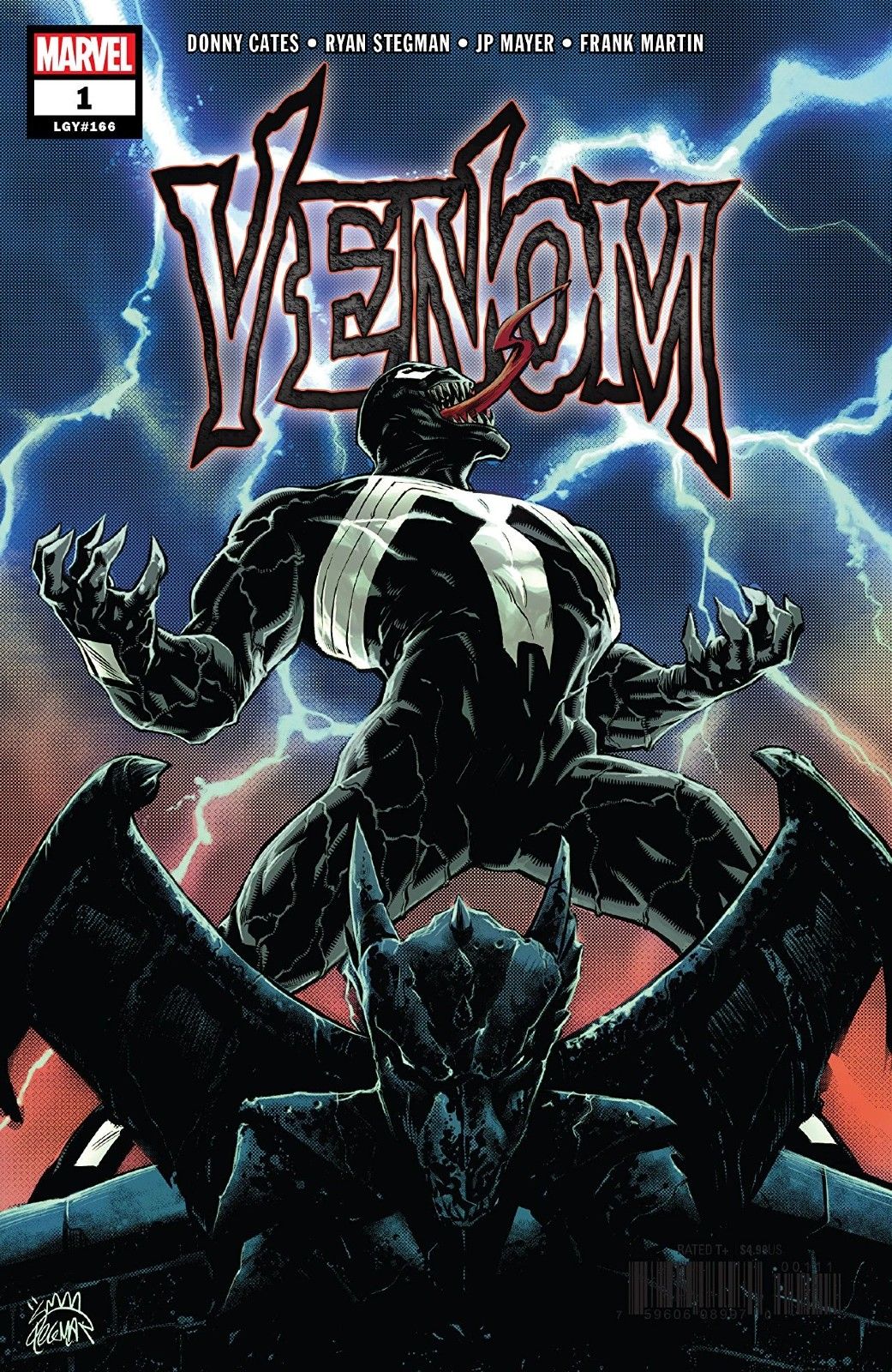 Eddie Brock roaring at the sky as Venom in Venom (Vol. 4) #1 by Marvel Comics