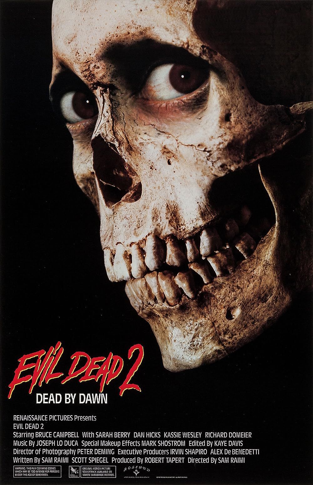 Fell the horror through the skeletal crane in Evil Dead II (1987)
