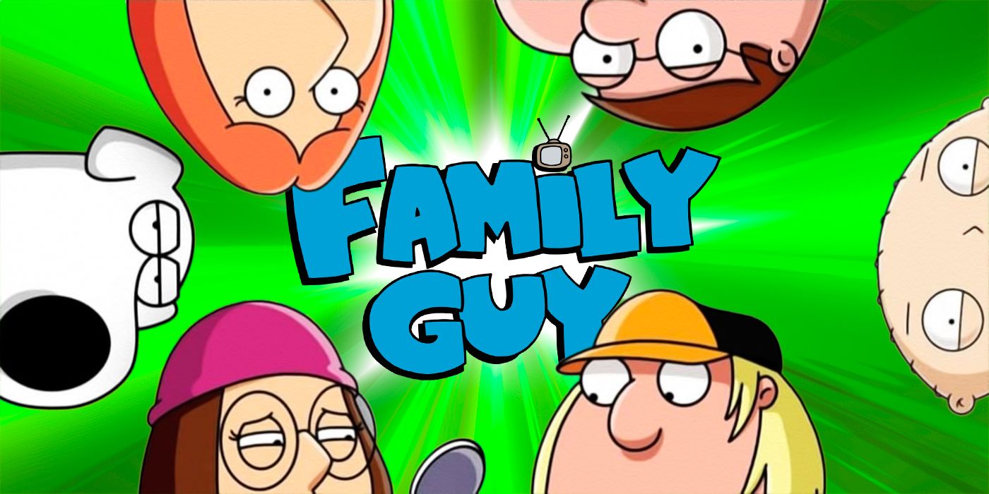 Family Guy cast are around the Family Guy logo