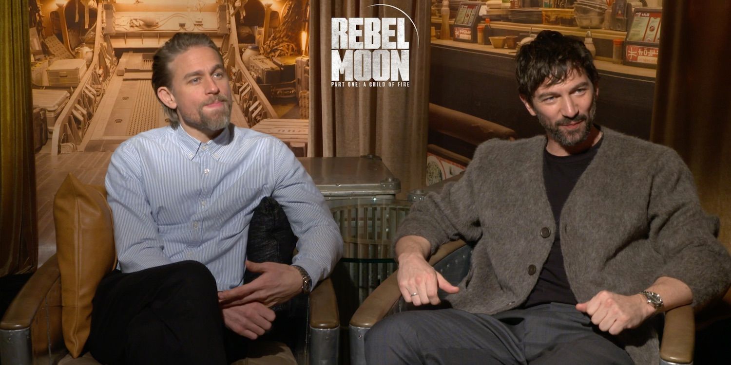 Footage still from CBR's interview with Charlie Hunnam (left) and Michiel Huisman (right) on their respective roles, Kai and Gunnar.