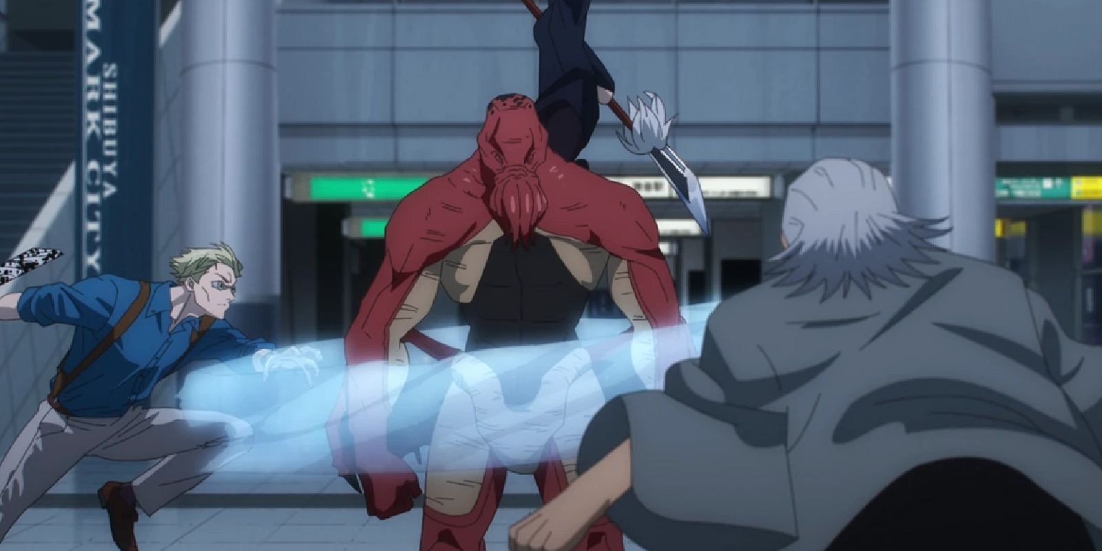 Kento Nanami se junta a Naobito Zenin em um ataque a Dagon em Jujutsu Kaisen.