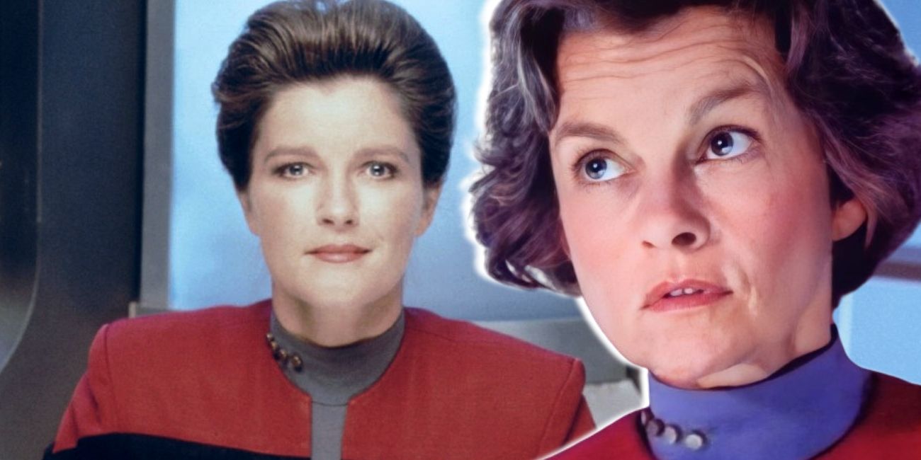 Kate Mulgrew and Geneviève Bujold as Star Trek Voyager's Captain Janeway