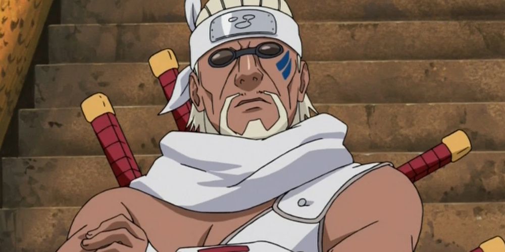 Killer Bee stands in front of the stairs in Naruto: Shippuden