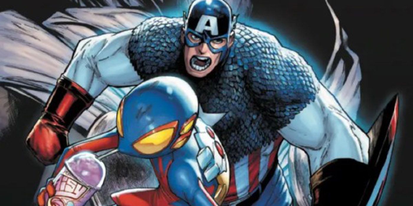 Capitão América e Spider-Boy na capa de Spider-Boy #2.