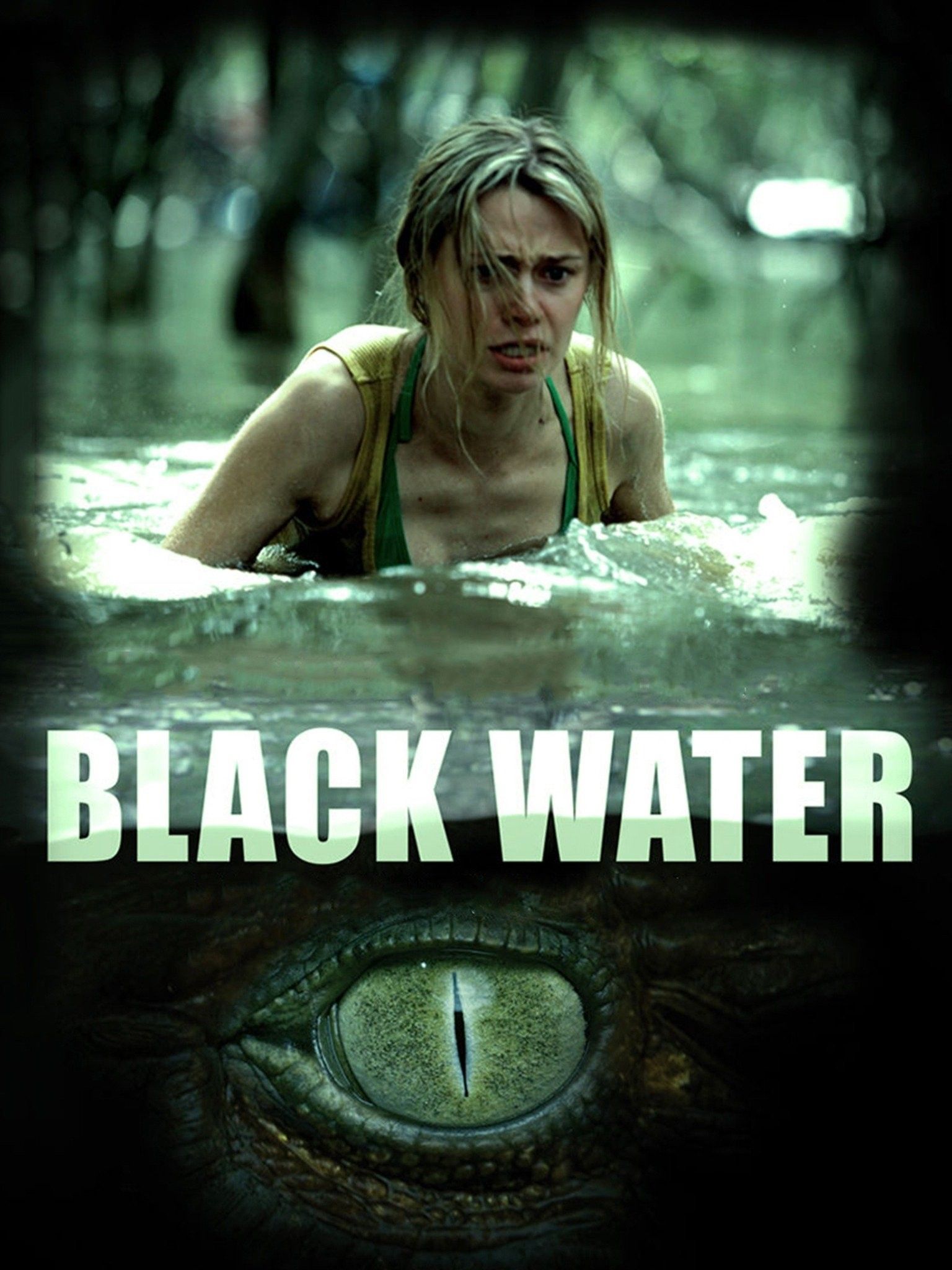Maeve Dermody in the Water with an Alligator Eye underneath Her on Black Water Poster-1