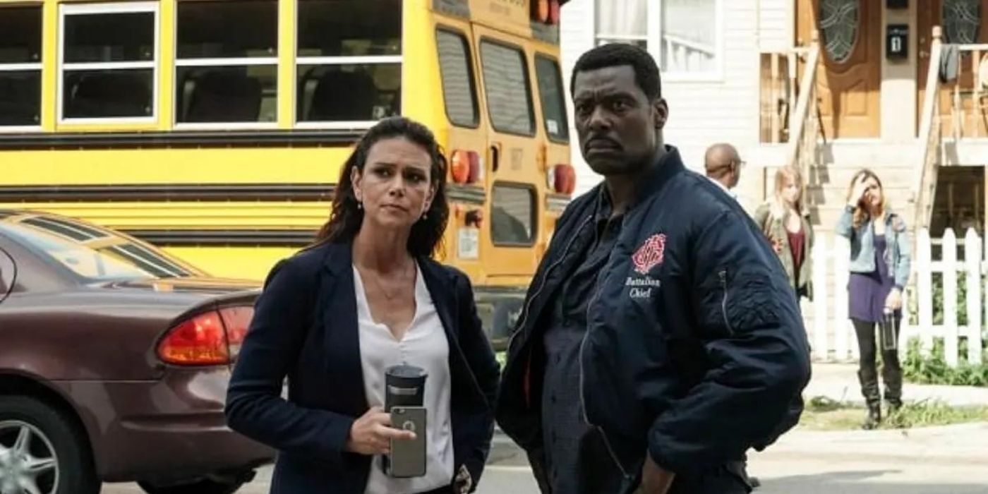 Melissa Ponzio as Donna Boden with Eamonn Walker as Wallace Boden on Chicago Fire