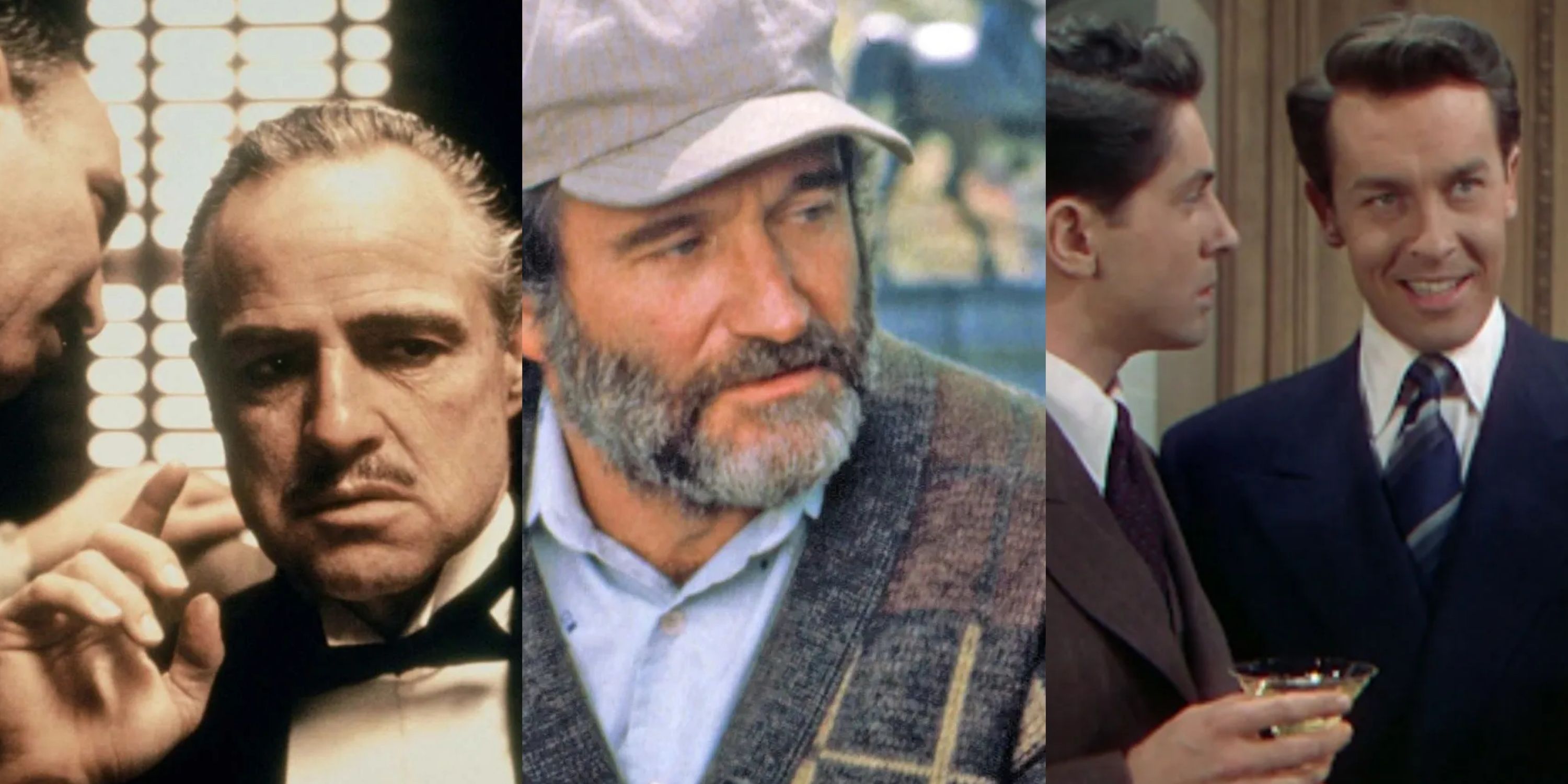 Split image The Godfather Don Corleone, Sean in Good Will Hunting, Brandon and Phillip in Rope