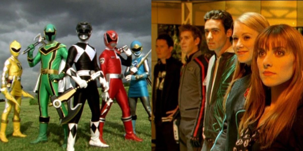 The Retro Rangers, morphed and unmorphed, from Power Rangers.