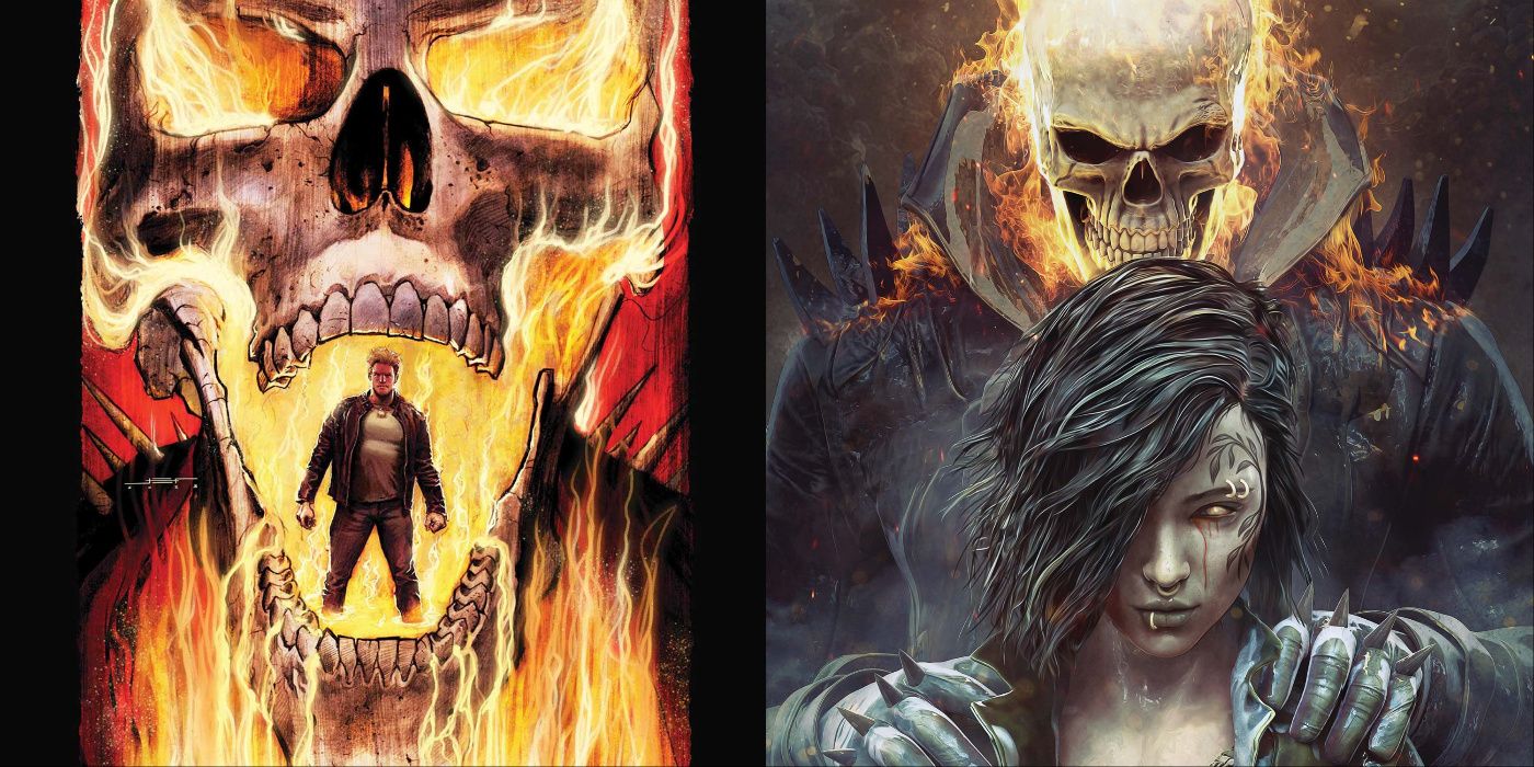 A split image of a Ghost Rider teaser and Ghost Rider and Tiffany Warroad