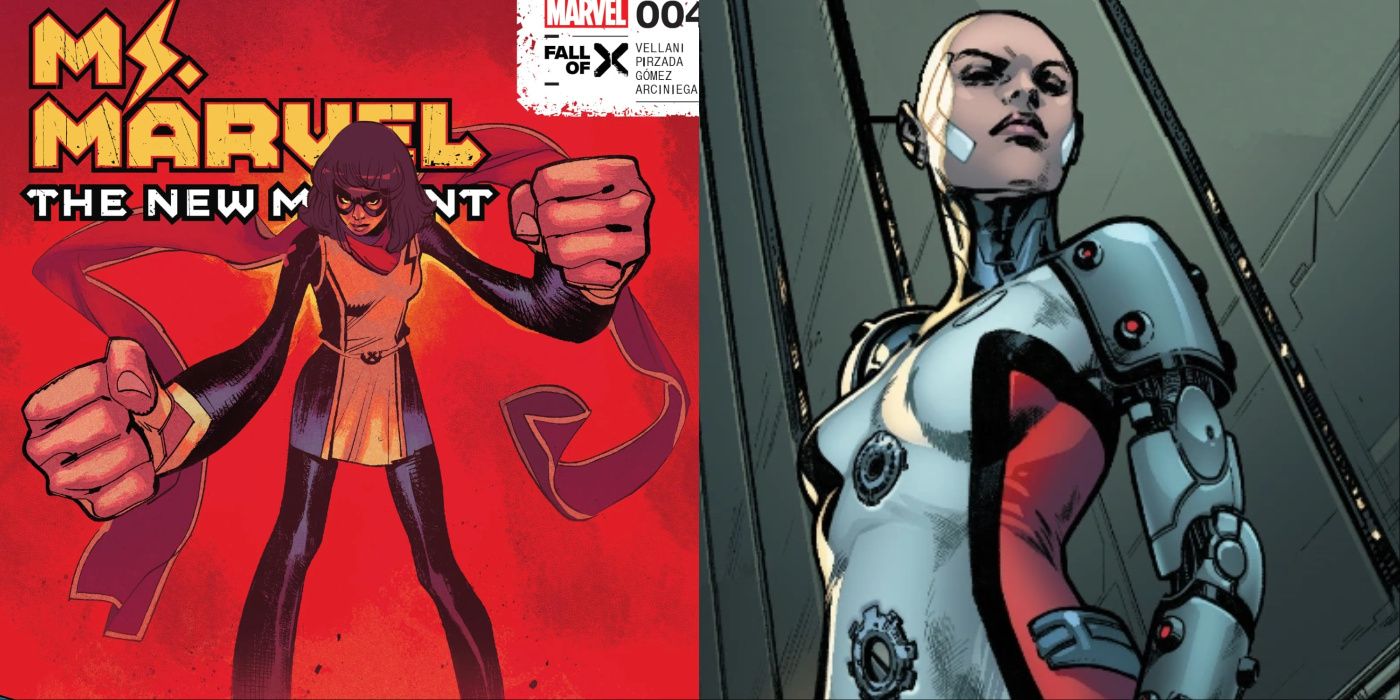 A split image of Ms. Marvel and Omega Sentinel