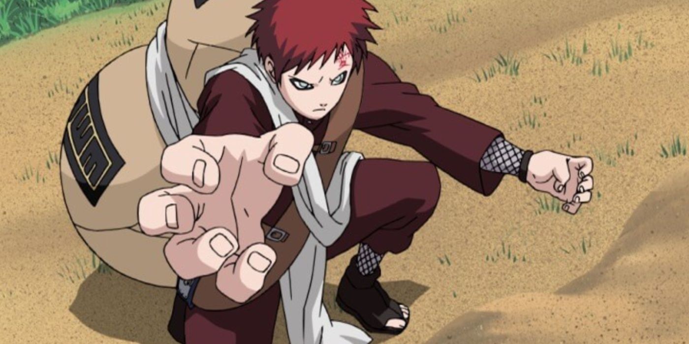 Gaara fights Kimimaro with his sand in Naruto