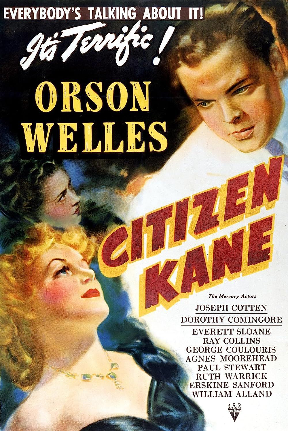 Orson Welles, Dorothy Comingore, and Ruth Warrick in Citizen Kane (1941)