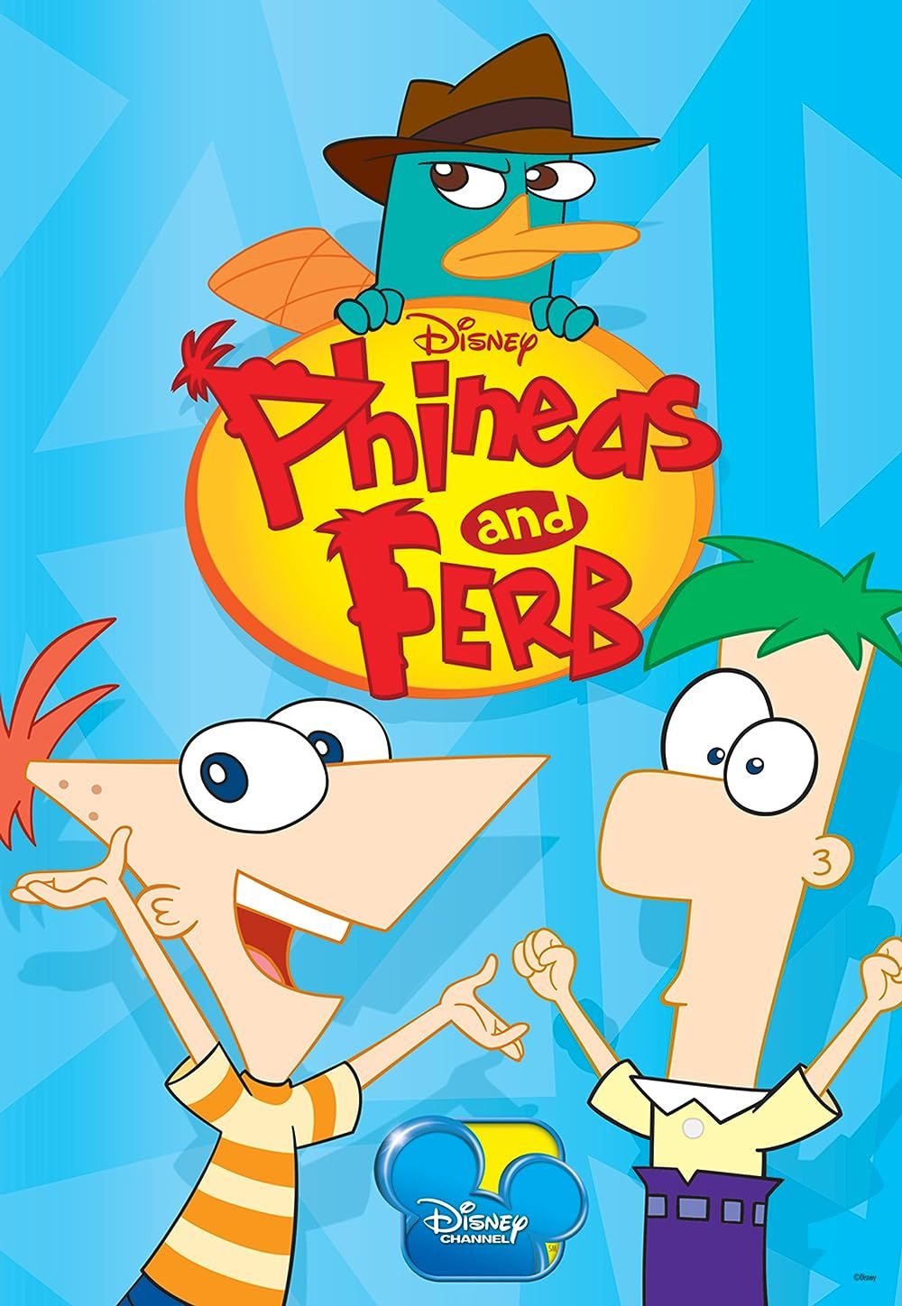 Poster for Phineas and Ferb with the two kids and Perrty the Platypus