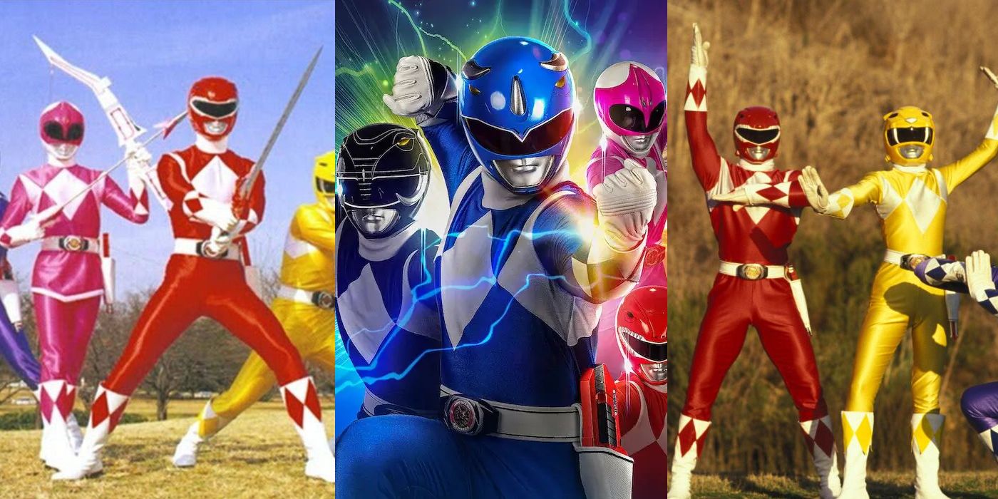 Split Image of Power Rangers teams in different series