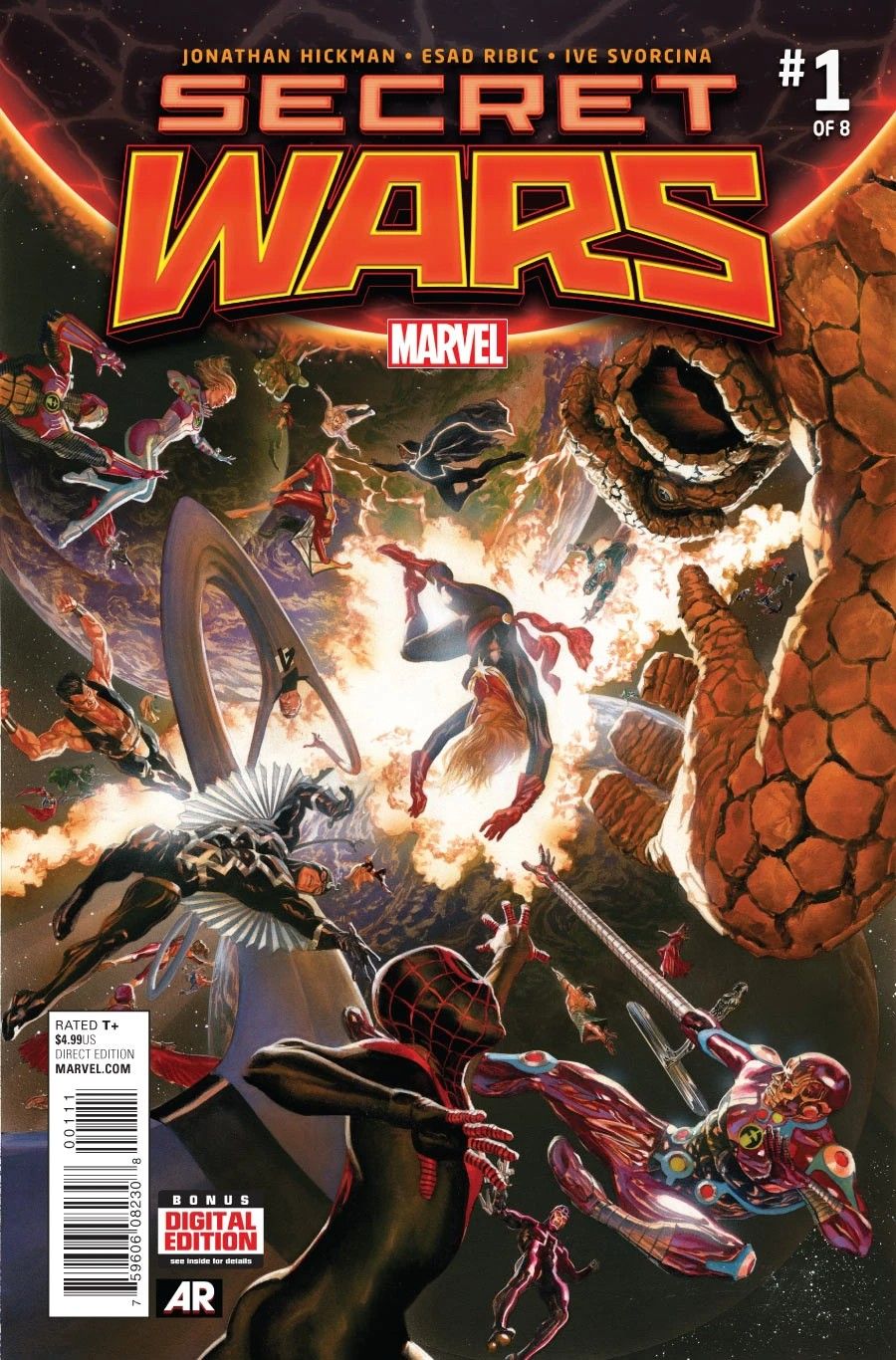 The Avengers, Fantastic Four, X-Men, and more fight for their lives in Secret Wars (2015) #1 by Marvel Comics