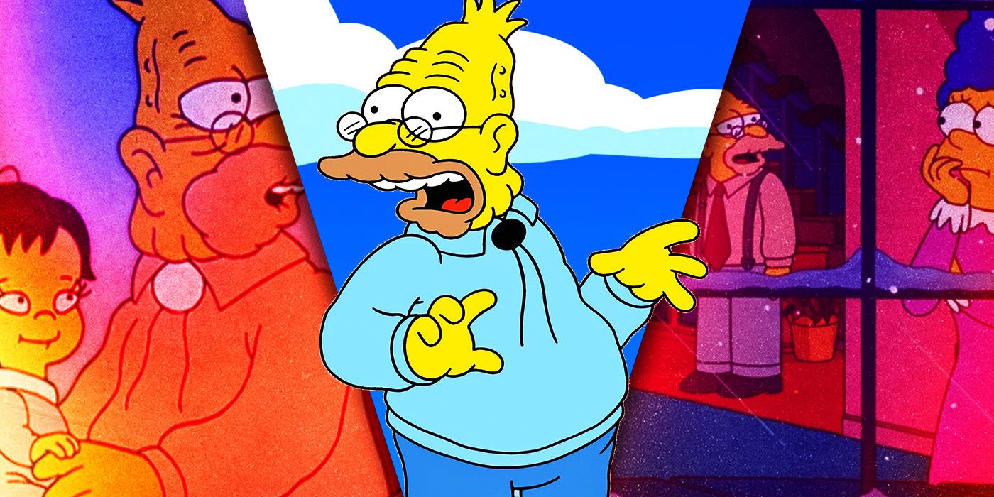 Abe Simpson in various scenes from The Simpsons.