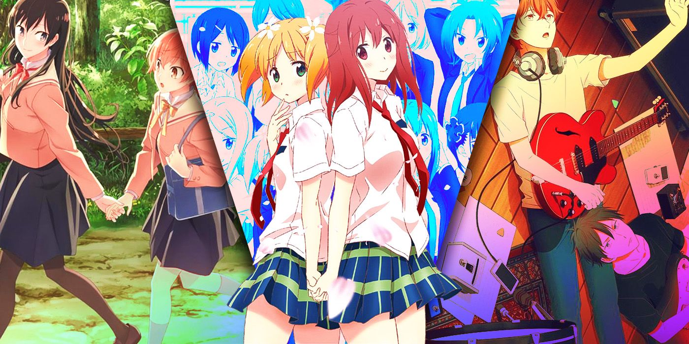 Split Images of Bloom Into You, Sakura Trick, and Given