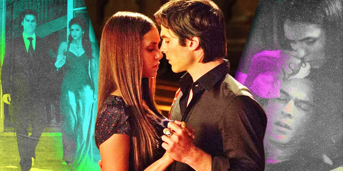 Split Images of Damon and Elena Vampire Diaries