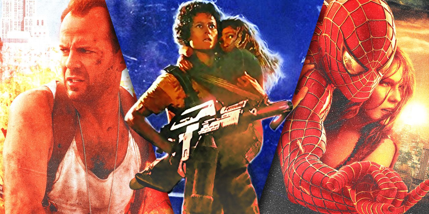 Split Images of Die Hard, Alien, and Spiderman