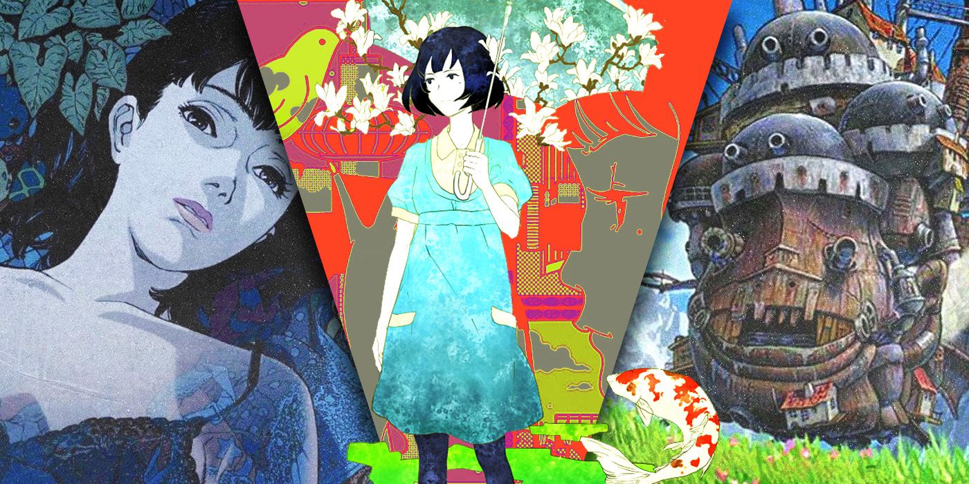 Split Images of Perfect Blue, Tatami Galaxy, and Howl's Moving Castle