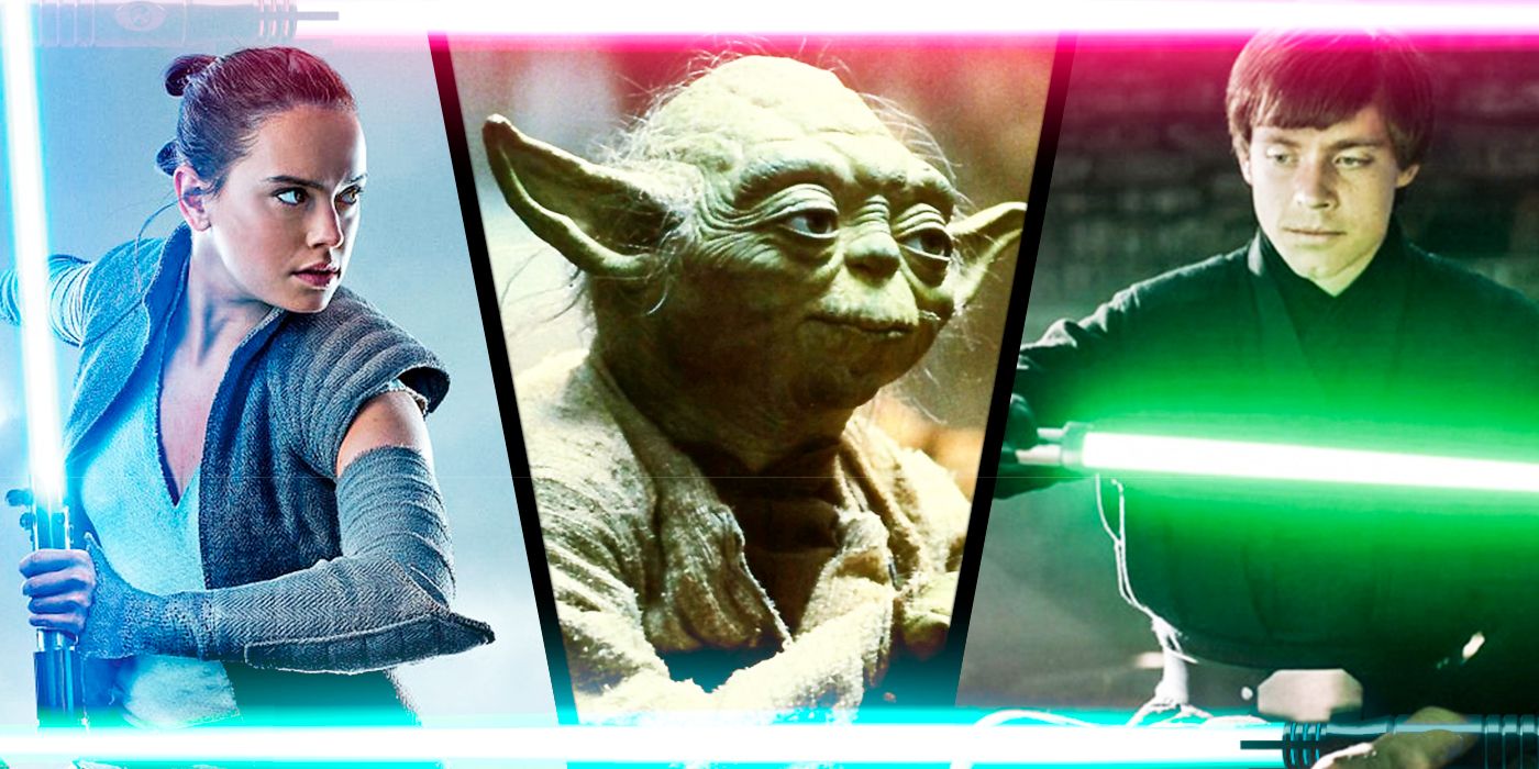 Yoda, Rey Skywalker and Luke Skywalker