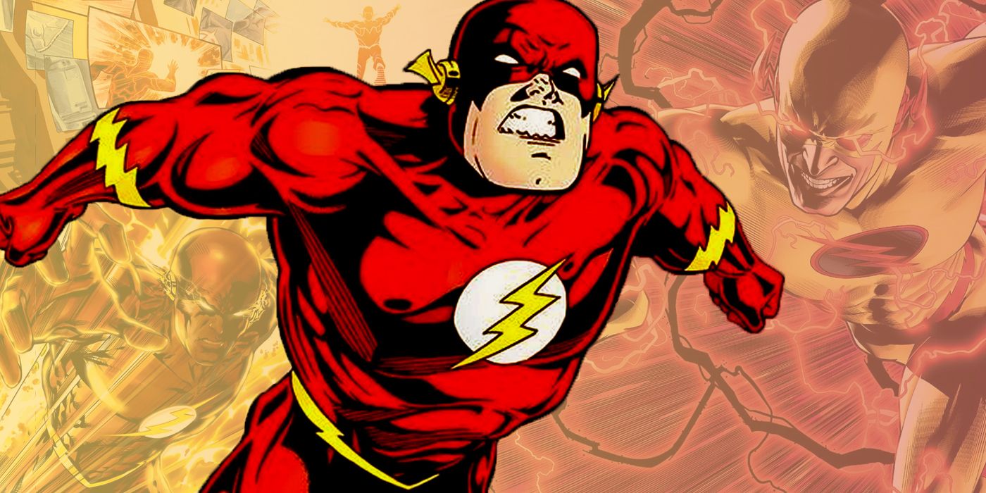 Wally West's Flash running with other characters in the Speed Force in the background from DC Comics