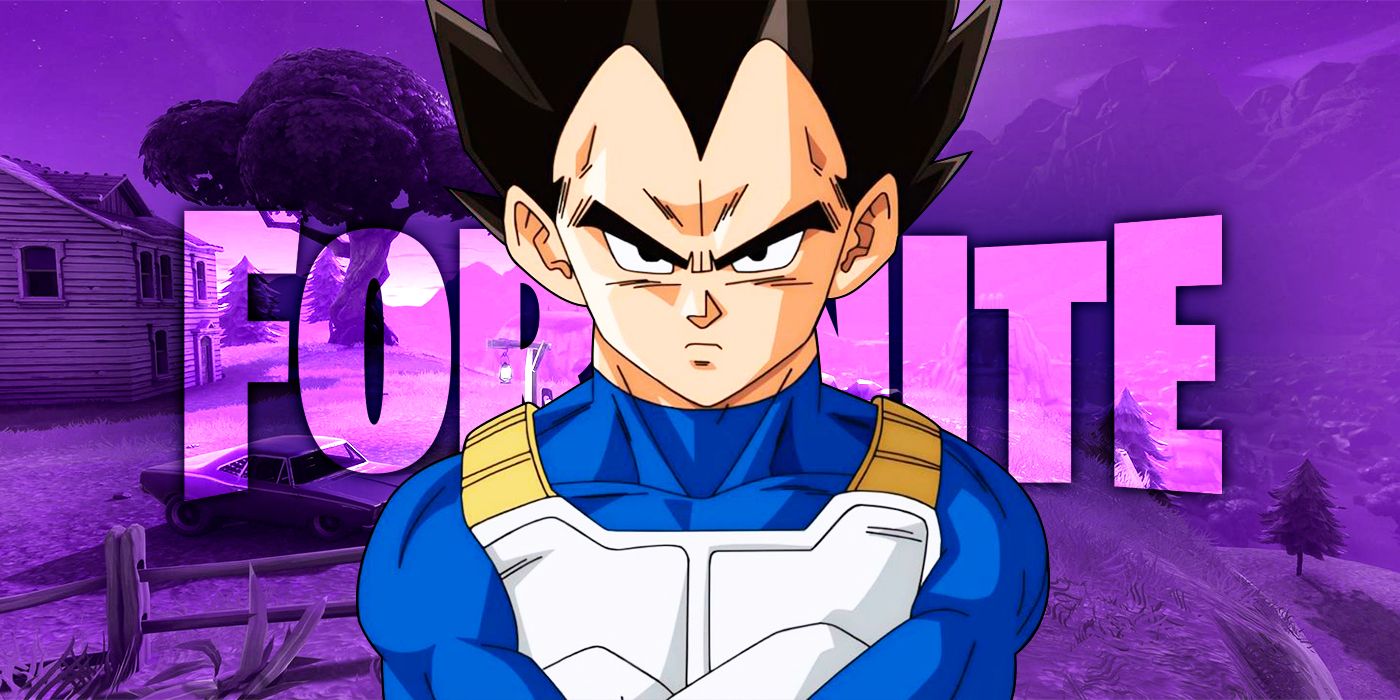 Vegeta with a Fornite background