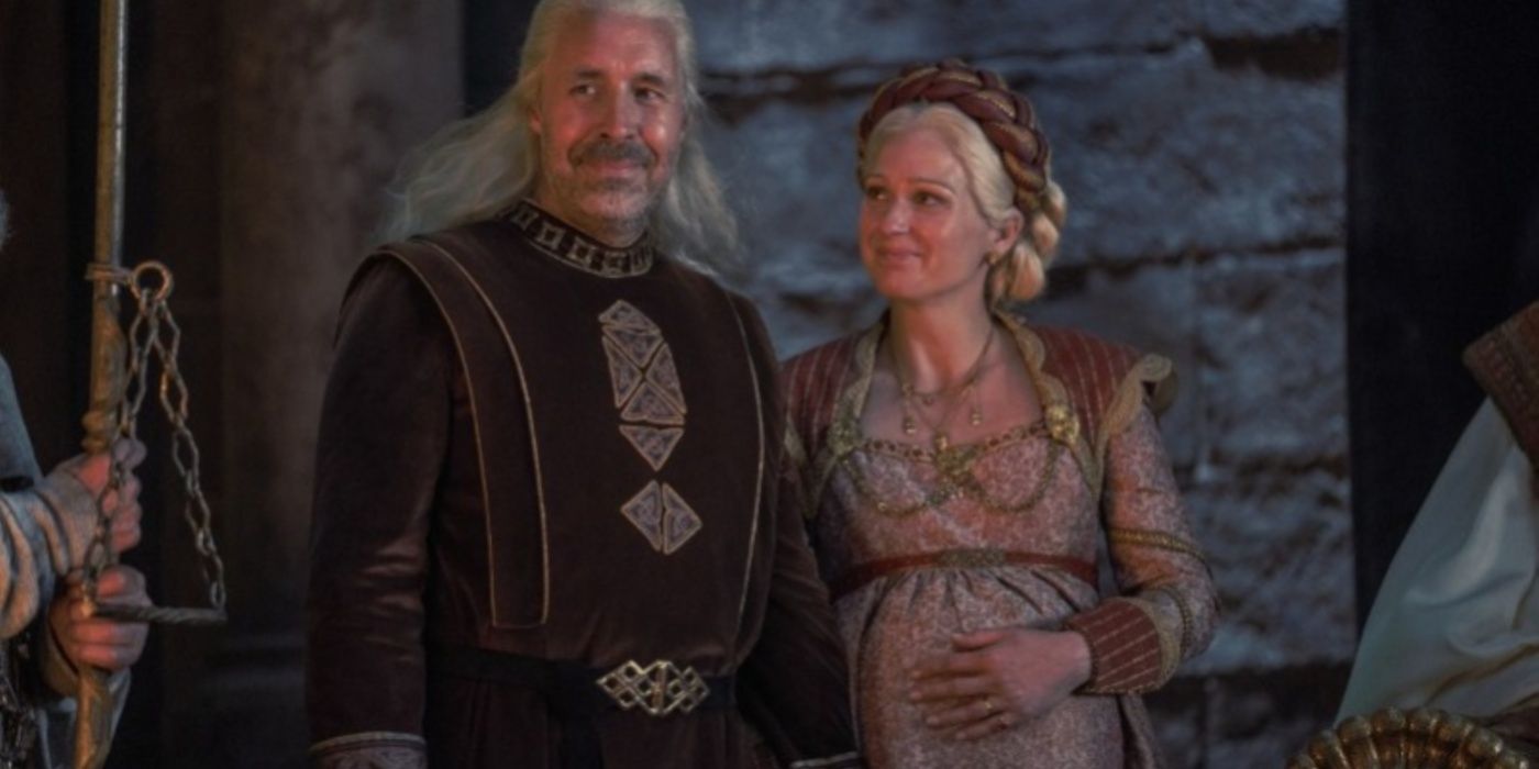 Viserys I Targaryen está com sua esposa Aemma Arryn em House of the Dragon.