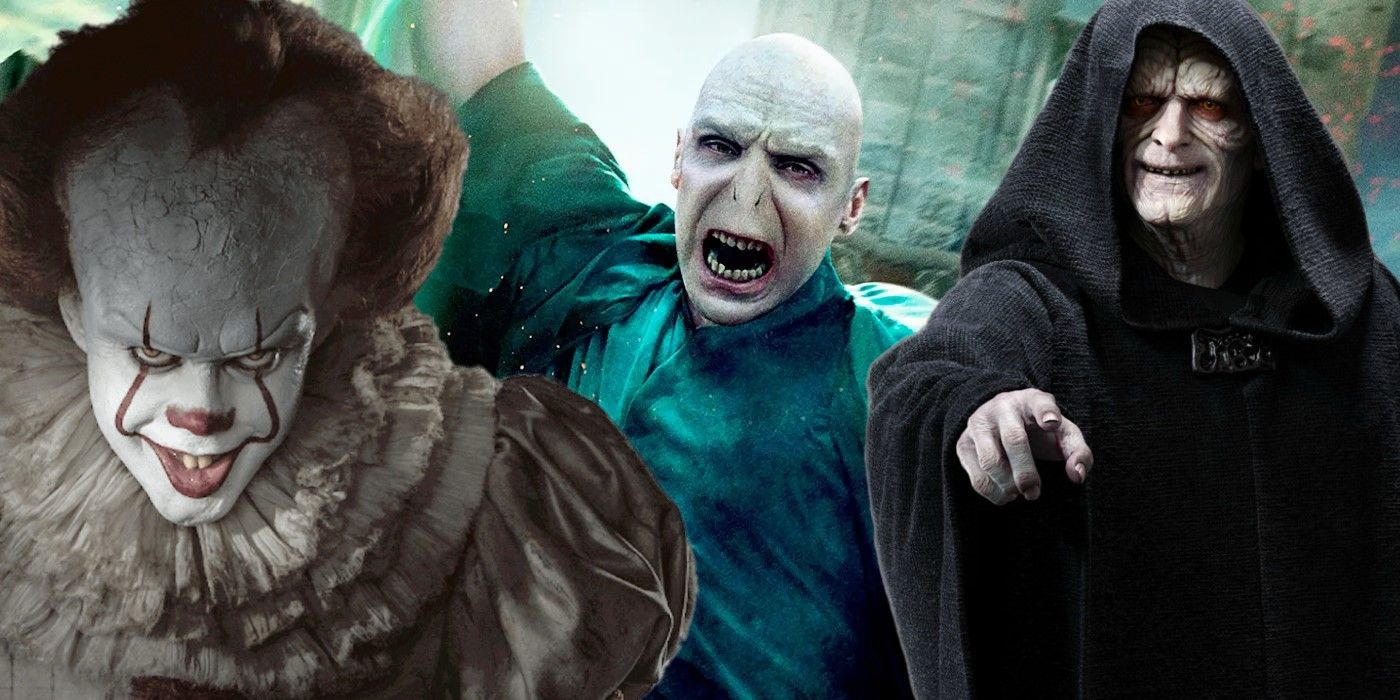 Composite image of Pennywise the Clown, Voldemort and Emperor Palpatine