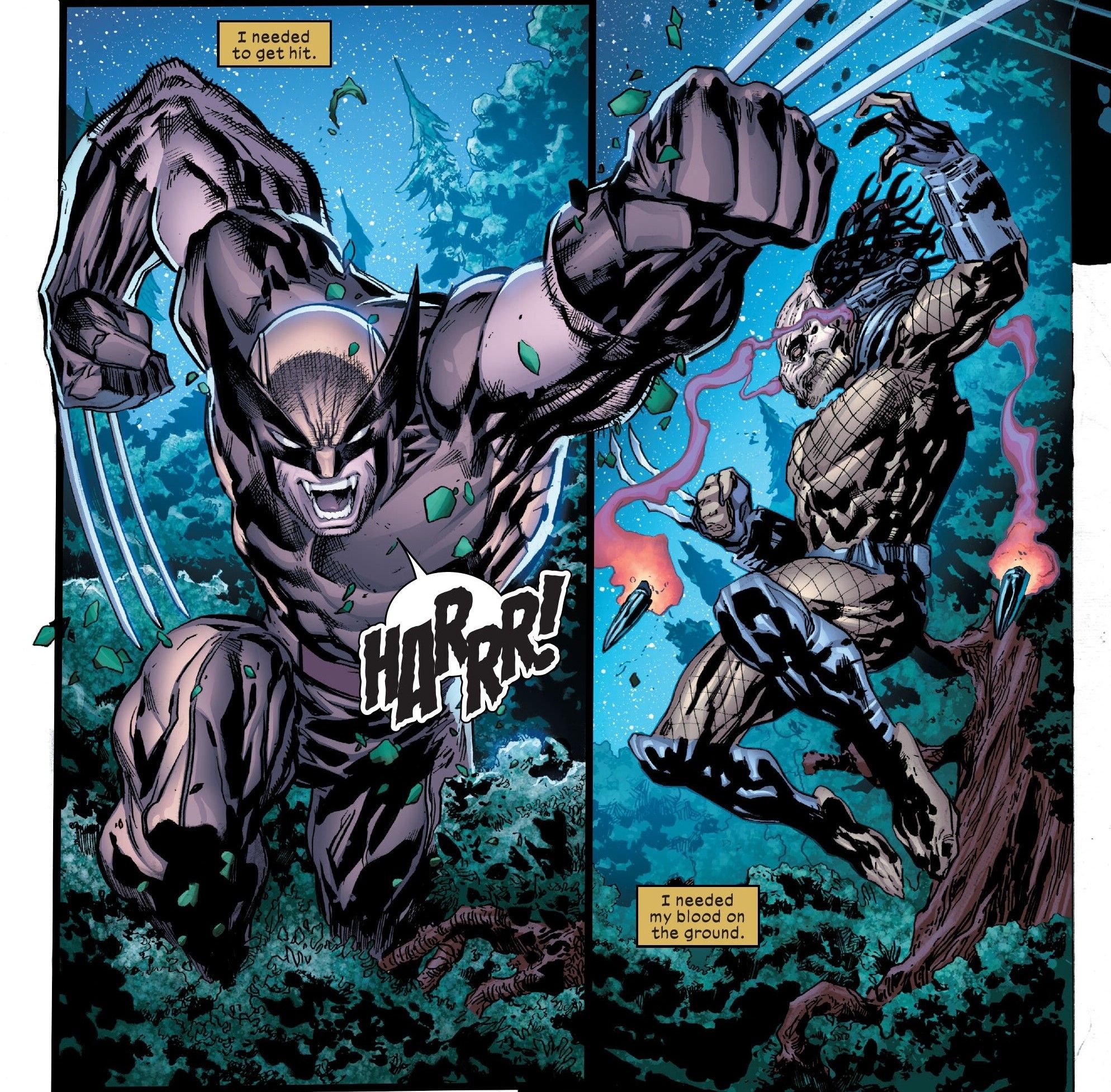 Wolverine and Predator in Predator vs. Wolverine #4