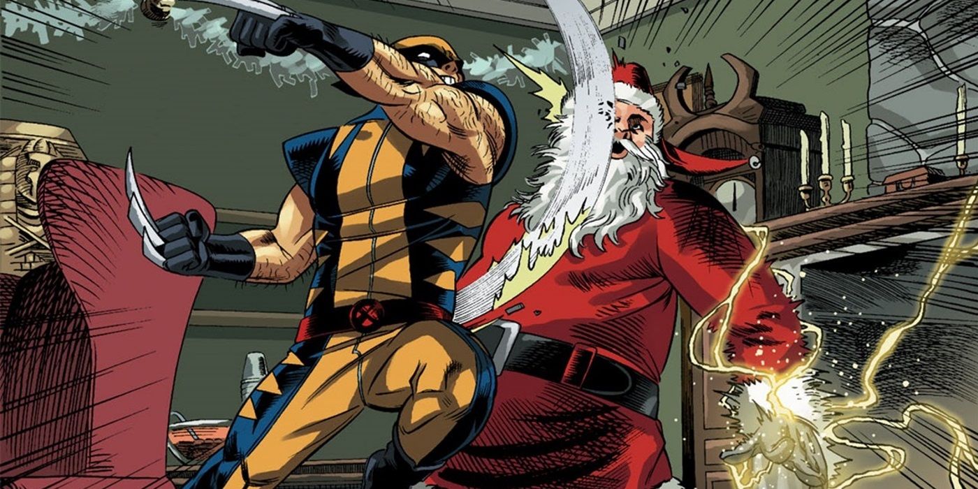 Wolverine attacking Santa Claus