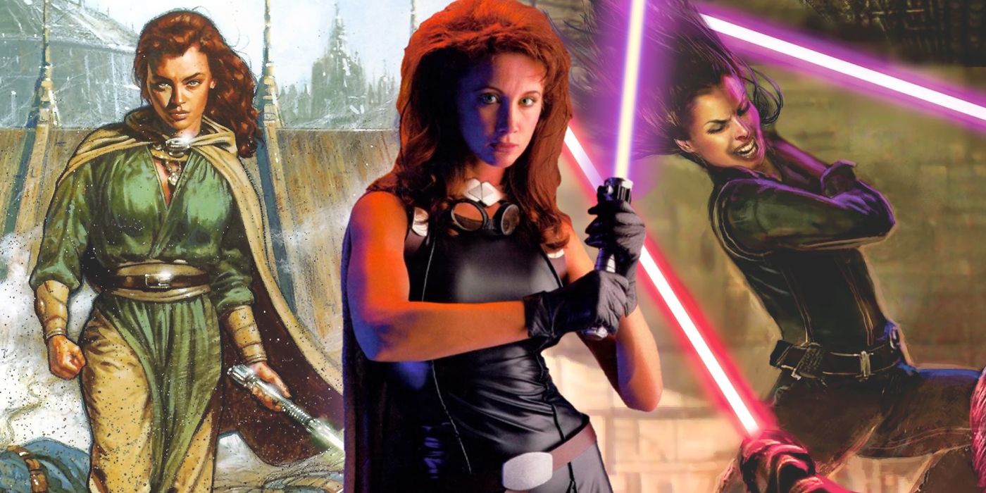 Split image of Nomi Sunrider, Mara Jade, and Jaina Solo from Star Wars Legends